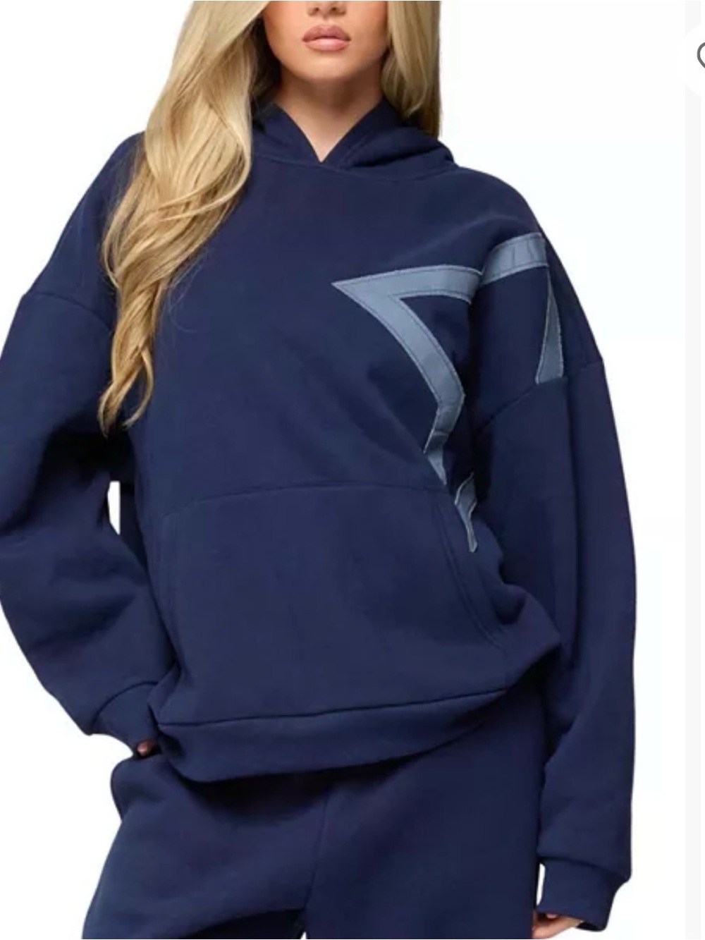 Edikted Navy Starly Overszied Hoodie